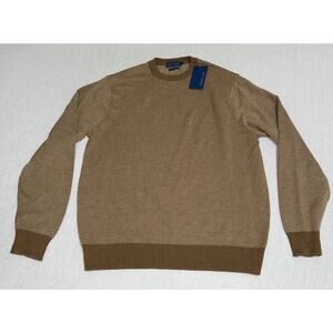 Biltmore Men LS Brown Chevron AOP Sweater Cashmere Cotton Blend Sz L Soft NWT